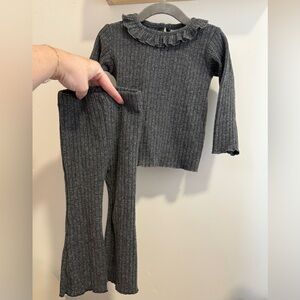 Zara Charcoal Ribbed Knit Outfit 9-12